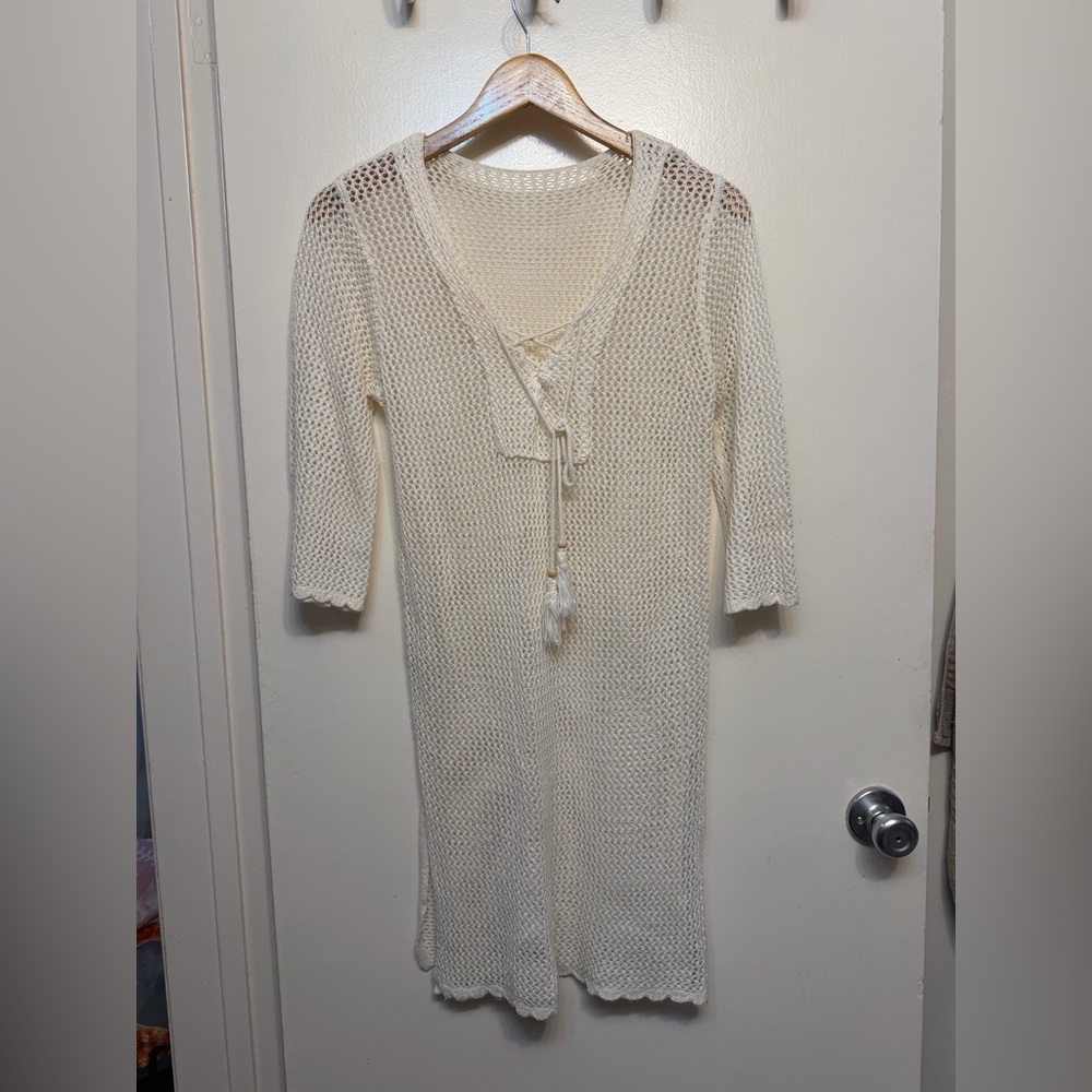 Cream Knit Cover-Up Dress